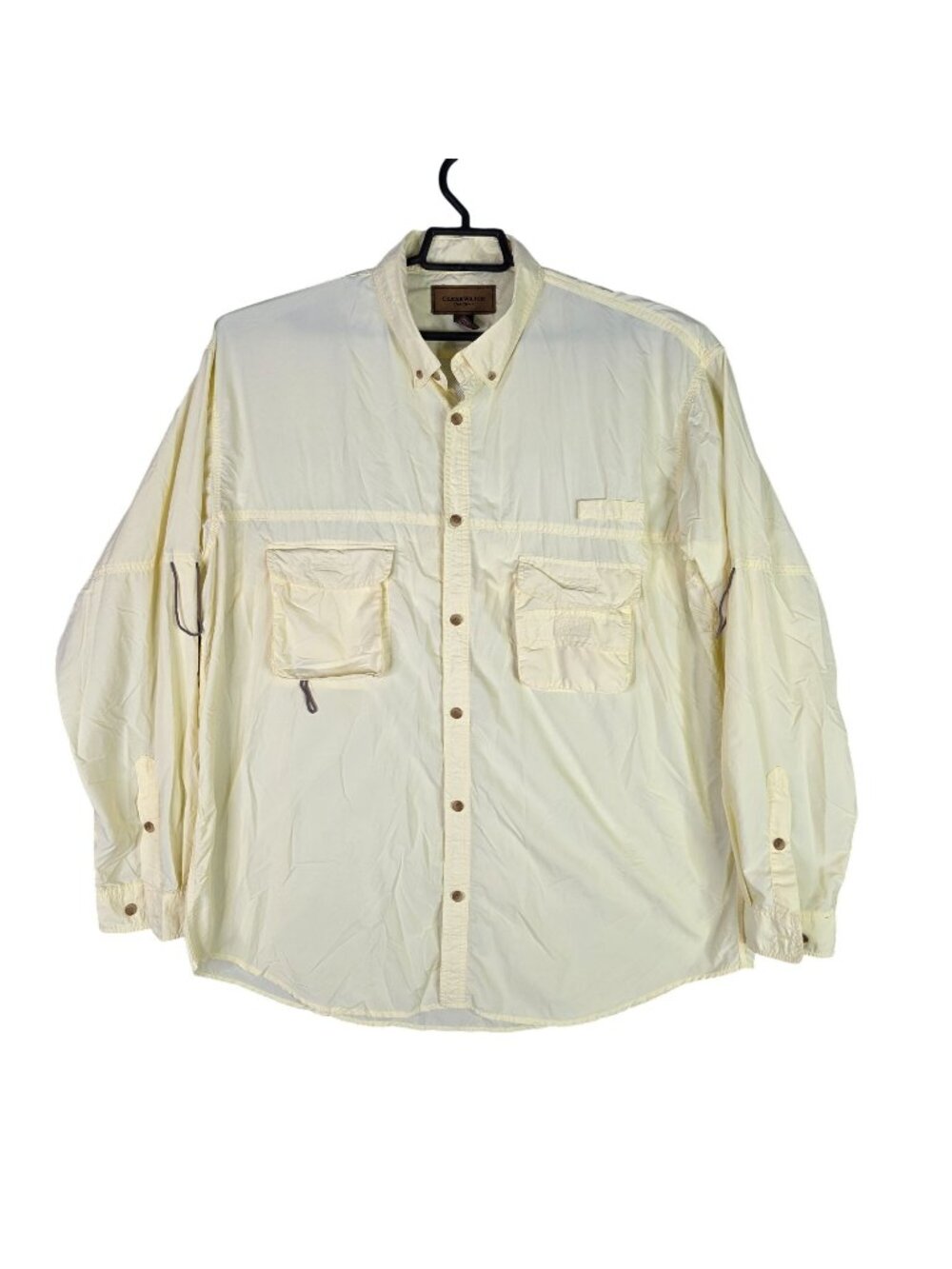 Mens Clearwater Yellow Fishing Button Up Shirt Long Sleeve 100% Nylon Size XL